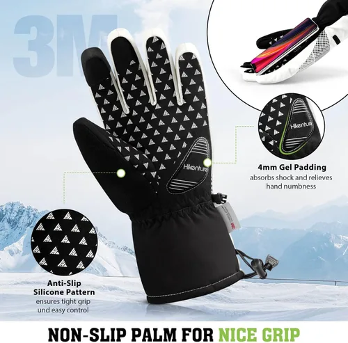 Miniatura 3 de Hikenture Guantes de esquí con Thinsulate 3M, guantes de nieve extra cálidos para hombres y mujeres, guantes de snowboard impermeables aislados