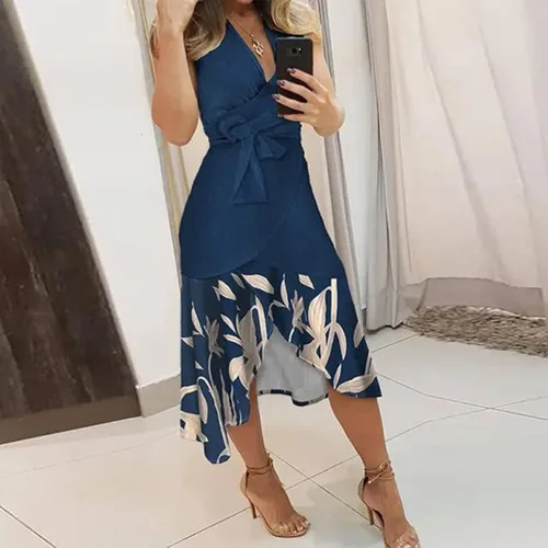 Miniatura 2 de FQZWONG Vestidos de verano para mujer 2023, casual, manga corta, fluidos, maxi vestidos de playa, sexy, fiesta, club, bohemio, trajes de vacaciones