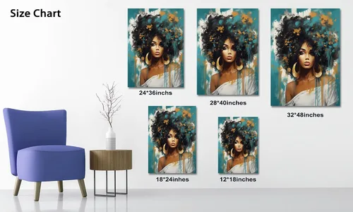 Miniatura 35 de Arte de pared afroamericano, decoración de rey y reina bailarín negro para sala de estar, arte de pareja de amor negro para dormitorio, lienzo