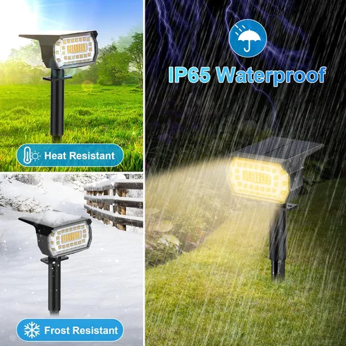 Miniatura 6 de Focos solares para exteriores, [76 LED/paquete de 10] luces solares para exteriores IP65 impermeables, 3 modos de iluminación solar para jardín