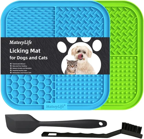 MateeyLife 2 alfombrillas grandes para lamer perros y gatos, alfombrillas para lamer para aliviar la ansiedad del perro, almohadilla de mantequilla