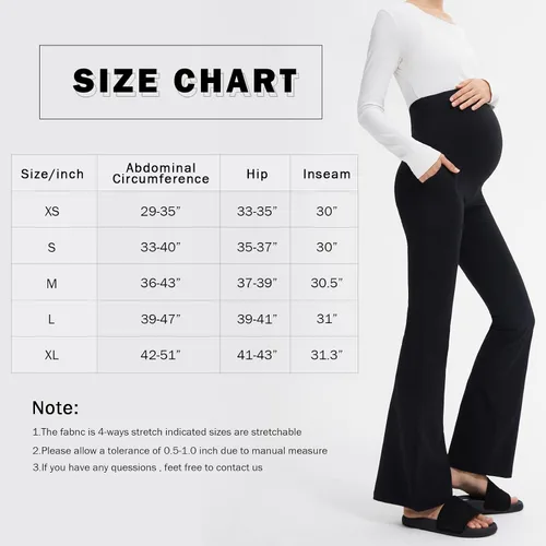 Miniatura 5 de Minmaxmum Pantalones de maternidad para mujer, leggings acampanados con bolsillos para mujer, pantalones de yoga de maternidadpantalones de trabajo