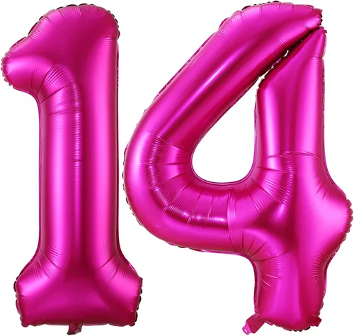 Miniatura 28 de Globo de cumpleaños de 40 pulgadas de color rosa intenso con el número 0, globos grandes de Mylar para fiesta de cumpleaños, aniversario, festival