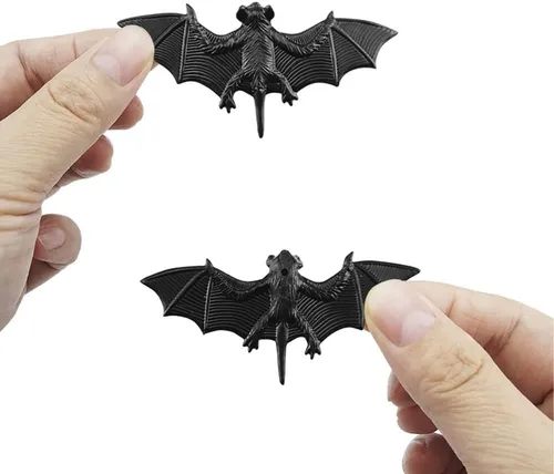 Miniatura 3 de Murciélagos 3D negros pequeños para decoración de Halloween, murciélagos artificiales de plástico para manualidades, broma espeluznante y aterradora