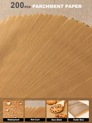 Miniatura 9 de SMARTAKE - 200 hojas de papel pergamino para hornear, 16x24 pulgadas, anti-adherente, pre-cortadas, para hornear, asar, freidora, pan, taza
