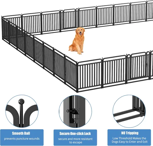 Miniatura 4 de Corralito para perros versión gruesa, vallas de 32 pulgadas para el patio, corral portátil para perros grandes, medianos y pequeños, parque