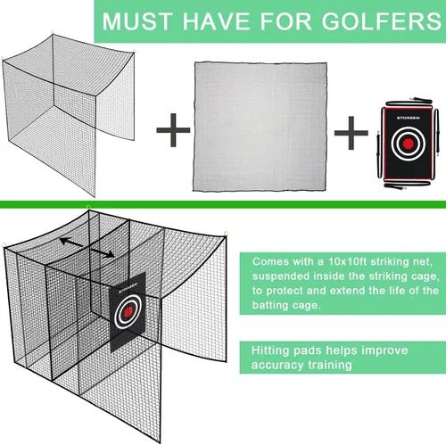 Miniatura 2 de Storgem Red de Bateo de Golf con Red de Golpeo Extra, Marco NO Incluido, Red de Práctica de Golpeo de Golf Resistente, Jaula de Bateo en el Patio