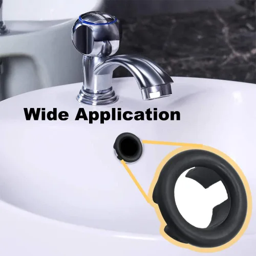 Miniatura 5 de Paquete de 4 cubiertas de anillo de desbordamiento para fregadero de baño de cocina, agujero de fregadero de baño, tapa de drenaje redonda para Negro