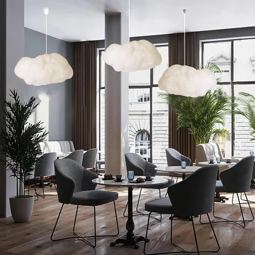 Miniatura 6 de Funteam Moderna Lámpara Colgante Flotante de Nube Blanca Luz Colgante de Algodón Nórdico Lámpara de Techo Accesorio de Iluminación para Niñas