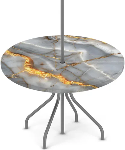 Miniatura 22 de Mantel redondo para exteriores con agujero para paraguas, mantel de temporada con margaritas para exteriores, con cremallera, impermeable, mantel