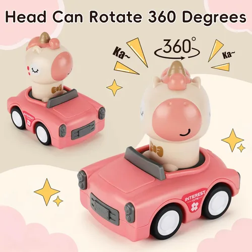 Miniatura 4 de Juguete de coche Press and Go para niños pequeños de 1 a 3 años, auto de empuje de animales alimentado por fricción, no necesita pilas, sin BPA