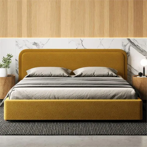 Miniatura 16 de Chloe - Cama de plataforma tapizada No requiere somier (borde negro, marco de cama queen)