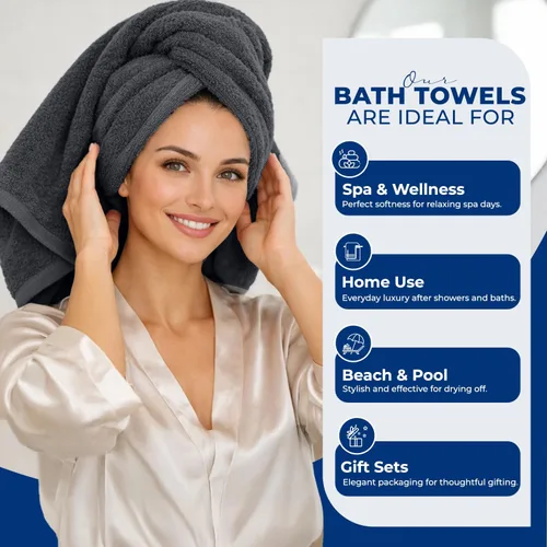 Miniatura 2 de DAN RIVER Paquete de 4 toallas de baño de algodón – 24 x 48 pulgadas, ligeras, superabsorbentes, de secado rápido, suaves y duraderas, toallas