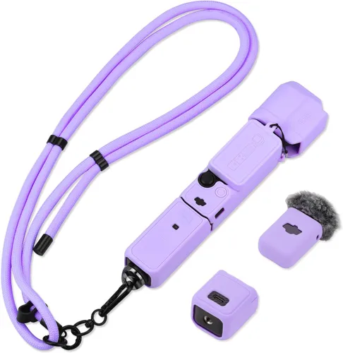 Miniatura 10 de Funda de Silicona para Pocket 3 y Cordón para el Cuello, Funda Protectora con Protector de Lente Resistente a Rayones, Ajustable, Fácil