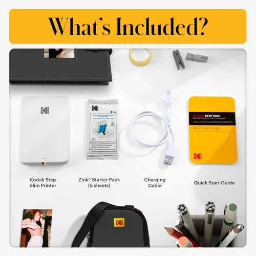 Miniatura 3 de Kodak Impresora fotográfica móvil instantánea Step Slim - Kit: 20 unidades de papel Zink, estuche, álbum de fotos, marcadores, juegos de calcomanías