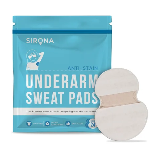 Sirona Almohadilla desechable para sudor de axilas, 24 almohadillas, antitranspirantes, absorbentes, bloqueadoras de olores, protectores de vestido