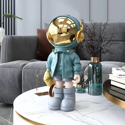 Miniatura 4 de Estatuas de astronauta Dosker, escultura de hombre espacial de poliresina, regalos de arte en azul claro, adorno de figura para decoración