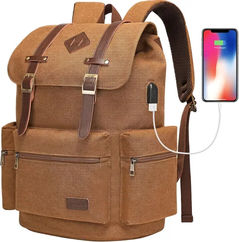 Miniatura 17 de Modoker - Mochila vintage para laptop, para mujeres y hombres, mochila para la escuela y la universidad