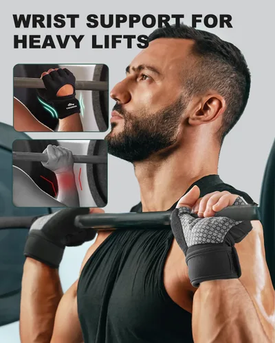 Miniatura 2 de Trideer Guantes de levantamiento de pesas para mujeres y hombres con soporte de muñeca, guantes de entrenamiento para mujer, protección completa