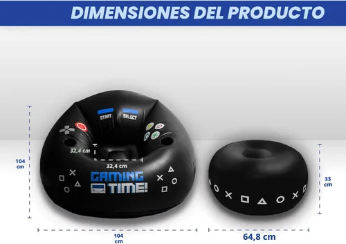 Miniatura 3 de FranFusion Silla de Juegos Inflable para Niños y Adolescentes con Portavasos y Bolsillo Lateral - Esta Silla de Juegos de Puf de Aire es el Mueble