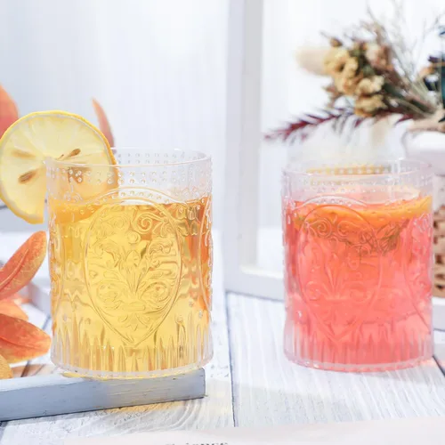 Miniatura 4 de Qinyoung 24 Vasos de Plástico Vintage para Beber de 8.5oz Copas de Vino Retro en Relieve Sin Pie Irrompibles Reutilizables para Baby Shower Negro