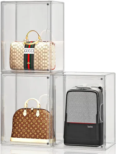 Miniatura 10 de Organizador de Carteras para Clóset, Paquete de 3 Organizadores de Almacenamiento de Carteras, Vitrina de Acrílico Transparente para Coleccionables