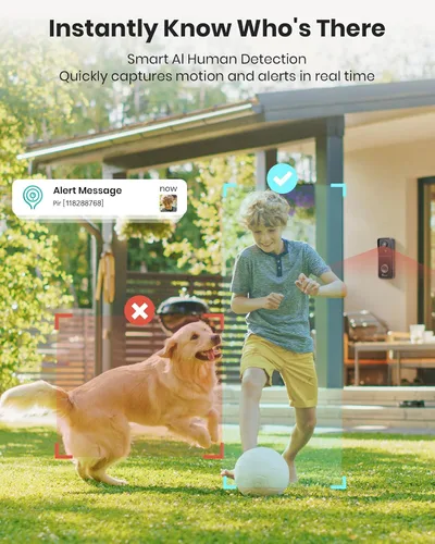 Miniatura 4 de Timbre con cámara de video inalámbrico, timbre de video 3K con timbre, seguridad WiFi 2.4G para exteriores, detección humana, audio de 2 vías