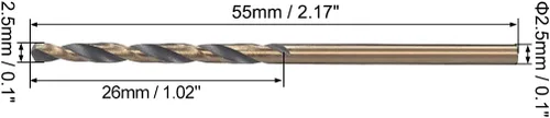 Miniatura 2 de uxcell Brocas helicoidales de vástago recto, 0.098 in, acero de alta velocidad, 4341 con vástago de 0.098 in, 10 piezas para aleación de acero