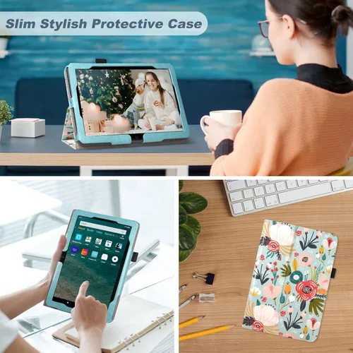 Miniatura 8 de ACdream Funda para tablet Fire HD 8 y 8 Plus (12ª generación/10ª generación, versión 2022/2020), funda de cuero tipo folio, soporte plegable, Z