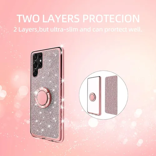 Miniatura 8 de Funda para Samsung Galaxy S22 Ultra, Samsung S22 Ultra de 6.8 pulgadas para mujer, con purpurina, cristal suave, transparente, TPU de lujo, bonita