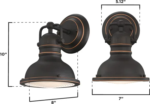 Miniatura 8 de Westinghouse 6116100 Boswell - Lámpara de pared interior de estilo vintage, acabado de bronce aceitado con reflejos, lente acrílica prismática