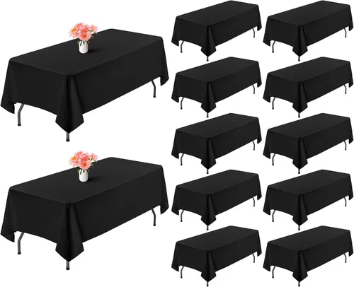 Miniatura 155 de Showgeous Paquete de 4 manteles rectangulares de poliéster de 60 x 102 pulgadas, resistentes a las arrugas, lavables, para bodas, mesas de comedor