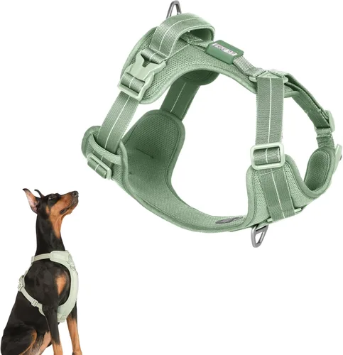 Miniatura 12 de Arnés reflectante para perro para todo tipo de clima, sin tirones, con código QR, antipérdida, ajustable, de liberación rápida, arnés acolchado