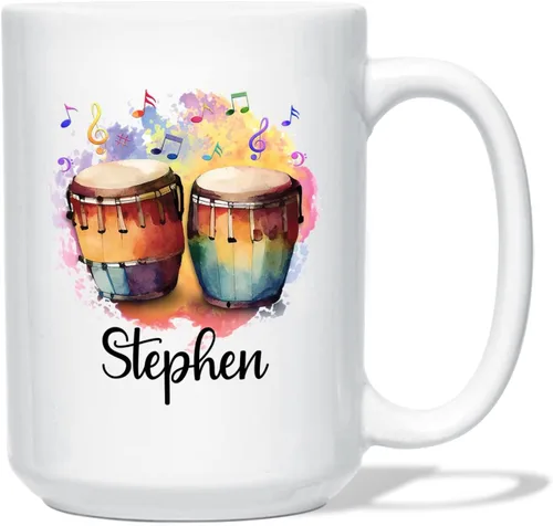 Miniatura 20 de Taza de café blanca con nombre personalizado para reproductor de piano, 11 y 15 onzas, taza de café con instrumento musical de piano, regalos