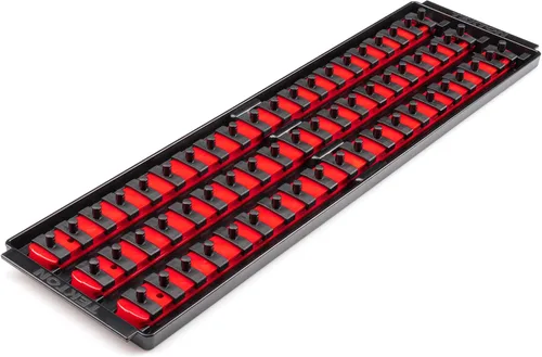 Miniatura 20 de TEKTON guía de llaves de 1/4 pulgadas x riel de 20.3 cm, 13 clips (rojo) OSR01113 Fabricado en EE. UU