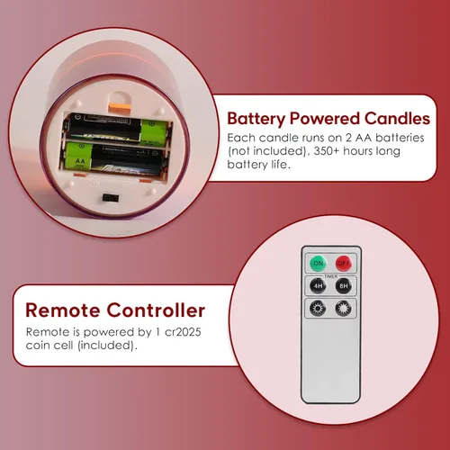 Miniatura 3 de Eywamage Juego de 3 velas LED sin llama de cristal rojo con control remoto, velas parpadeantes de cera real