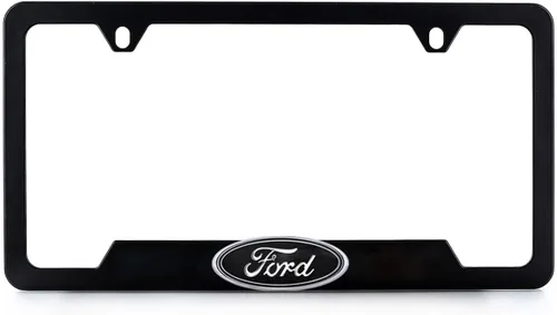 Miniatura 16 de Ford Logo 3D en negro de plástico ABS, soporte para matrícula con 2 agujeros (Negro/A)
