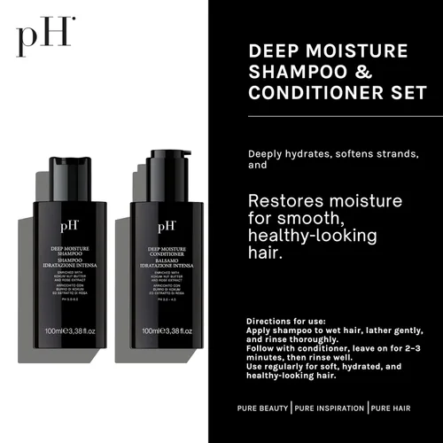 Miniatura 2 de pH PURE HAIR Juego de champú y acondicionador de humedad profunda, champú y acondicionador hidratante e hidratante, cabello seco, enriquecido