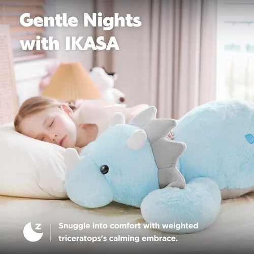 Miniatura 5 de IKASA Animal de Peluche con Peso de Dinosaurio Triceratops de 5 libras, Juguetes Suaves Gigantes Grandes Jumbo de 30 pulgadas, Tamaño Enorme Lindo