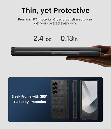Miniatura 6 de BXYJY Funda para Samsung Galaxy Z Fold 6 con función atril, protector de pantalla frontal y protección de bisagra, ajuste delgado, resistente, duro