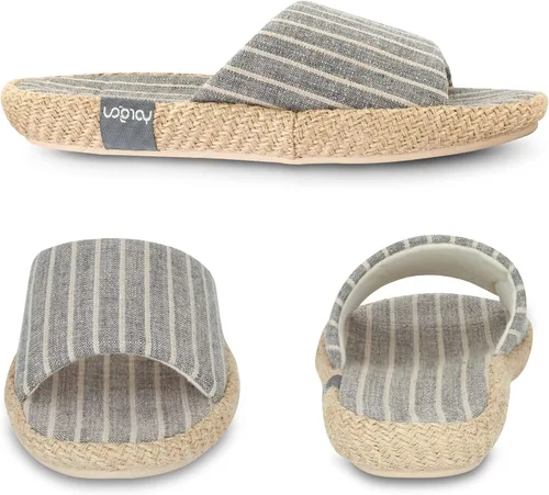 Miniatura 7 de YARSOU Pantuflas para mujer, con punta abierta, de algodón y lino, transpirables, para interiores y exteriores