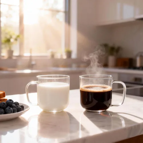 Miniatura 6 de Tazas de café de vidrio, tazas de café helado de 8 onzas, juego de 2 tazas de té transparentes, tazas de vidrio con asas, tazas de vidrio para café