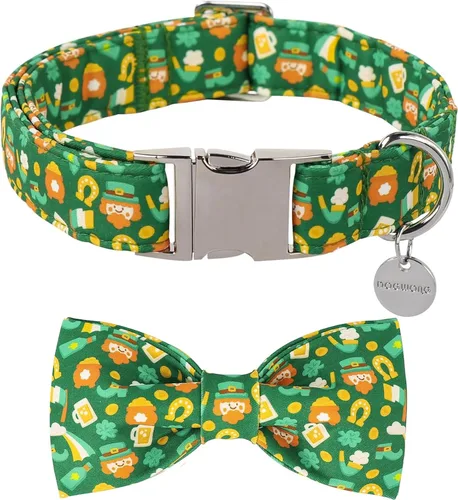 Miniatura 7 de DOGWONG Collar de perro arcoíris con bonito lazo para el Mes del Orgullo LGBT - Collar ajustable y cómodo para perros grandes, medianos y pequeños