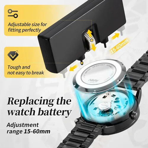 Miniatura 3 de Kit de herramientas de repuesto de batería de reloj, kit de reparación de Eventronic Watch con kit de herramientas de correa de reloj, herramienta