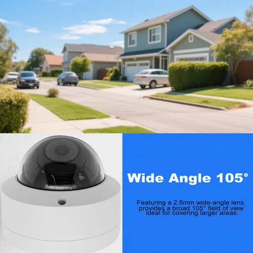 Miniatura 3 de Cámara domo Real HD de 4 MP PoE IP para vandalismo al aire libre/en interiores, cámara de seguridad IP, visión nocturna de 65 pies, IP66