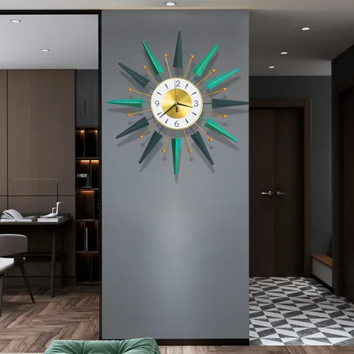 Miniatura 6 de Reloj grande silencioso de mediados de siglo sin tictac, reloj de pared grande de 23.6 pulgadas decorativo de metal, decoración moderna