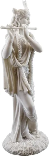 Miniatura 4 de Top Collection Estatua de Krishna - Escultura hindú del Dios del amor y la alegría divina en acabado de mármol blanco de primera calidad, figura