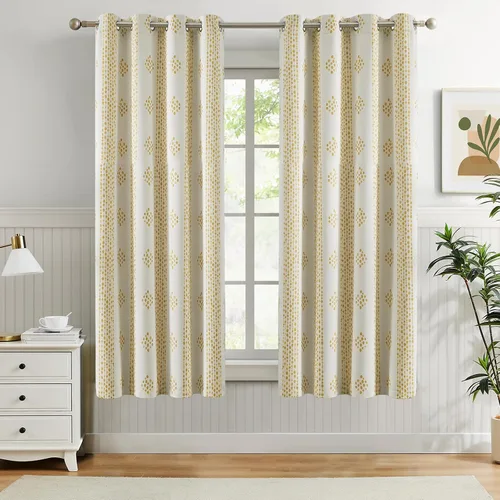 Miniatura 33 de Melodieux Cortinas bohemias 80% opacas de 63 pulgadas de largo para dormitorio, sala de estar, oscurecimiento de sala de estar, cortinas