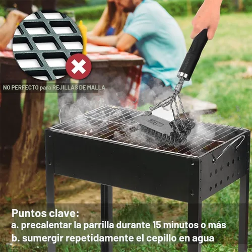 Miniatura 6 de Cepillo de parrilla y raspador sin cerdas, cepillo seguro para barbacoa para parrilla - Limpiador de parrilla de acero inoxidable de 18 pulgadas