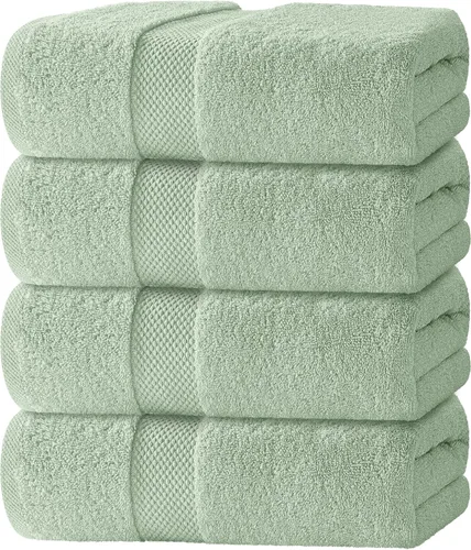 Miniatura 12 de White Classic - Juego de toallas de baño de lujo, grandes, 4 piezas - 700 GSM de algodón turco ultra suave, 27 x 54 pulgadas Toallas de baño